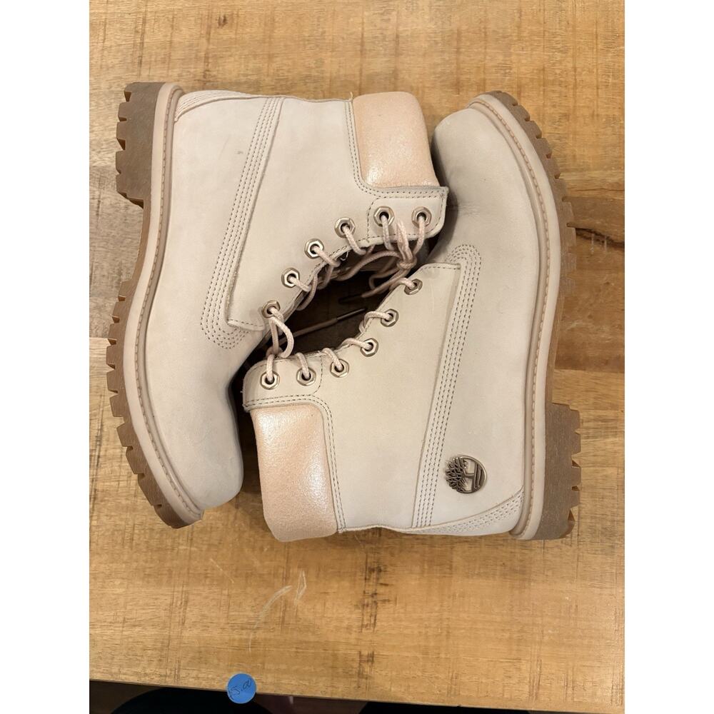 Womens Timberland 6 inch Premium nubuck leather boots pink and rose gold size 8 - Picture 11 of 16